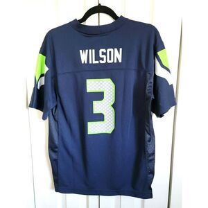 Russell Wilson Seattle Seahawks NFL Team‎ Apparel Navy Blue Youth Jersey LG NWOT